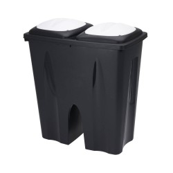 Afvalscheiding prullenbak - 50L - gerecycled kunststof - zwart - Prullenbakken